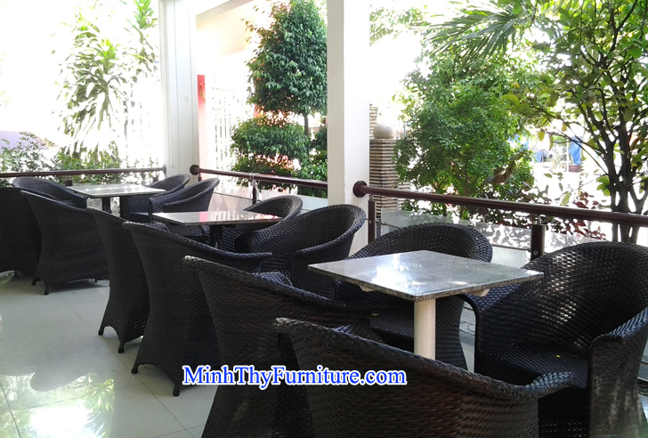 Nội thất Minh Thy cung cấp bàn ghế mây nhựa sân vườn cho Cafe Linh Lan - Phan Thiết