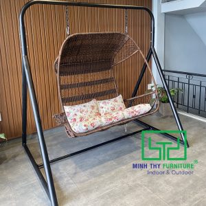 XÍCH ĐU MÂY ĐÔI MT956 4 Thiết kế vững chãi của xích đu mây nhựa MT956