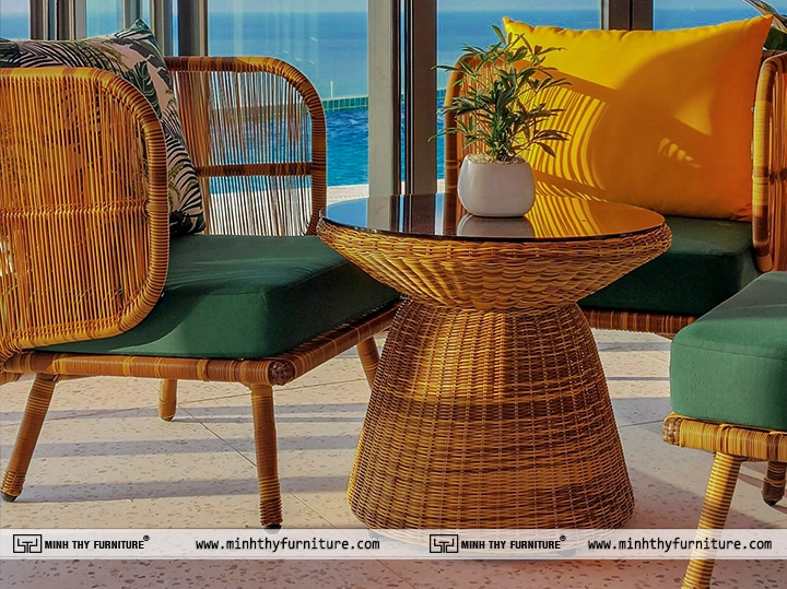 Bàn ghế cafe mây nhựa thiết kế độc nhất vô nhị cho Khách sạn Vias Vũng Tàu