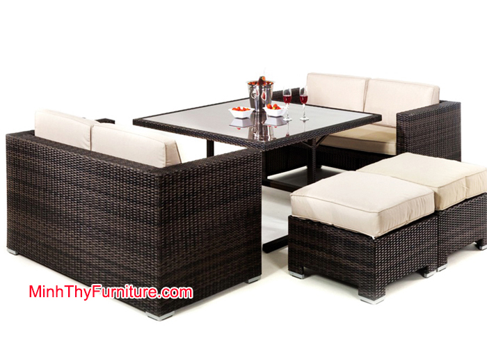 Thiết kế sofa kết hợp với bàn ghế ăn