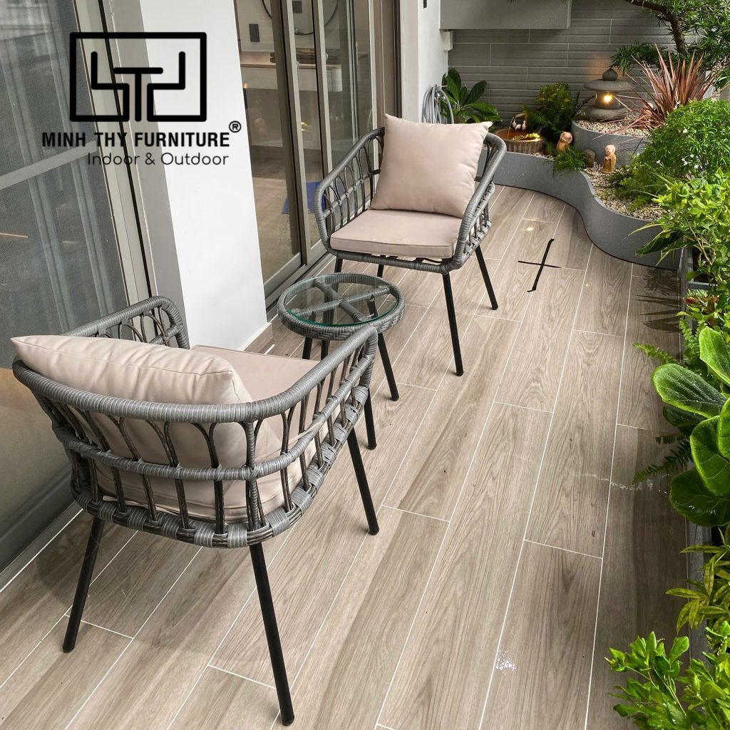 Sản phẩm bàn ghế giả mây ban công chất lượng cao