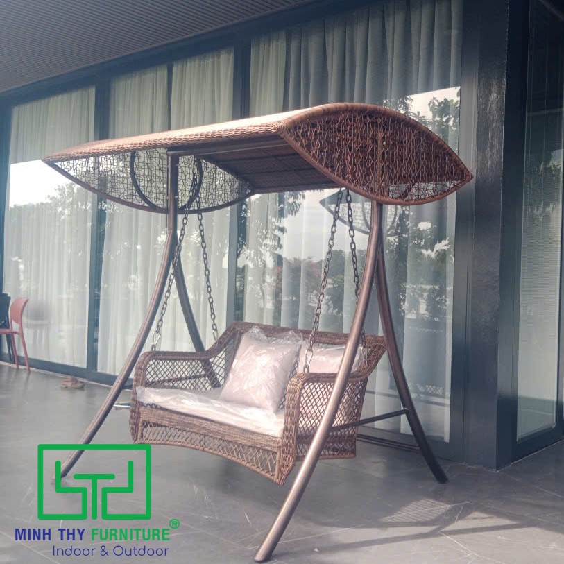 Xích đu nhựa giả mây giá xưởng bền đẹp chắc chắn